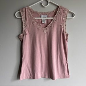 Ann Taylor LOFT Stretch Pink Lace Sleeveless Top - size small petite